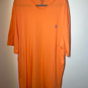 Polo Ralph Lauren Men’s T Shirt LARGE tall V-Neck Orange POLO Pony Embroidery